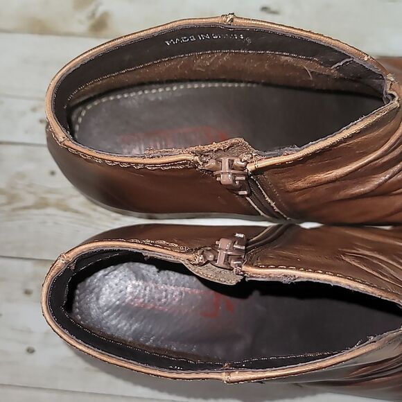 Pikolinos Ginebra‎ Dark Tan Slouchy Side Zip Boots Small Wedge Heel 37 6½ - 7 - Picture 7 of 10